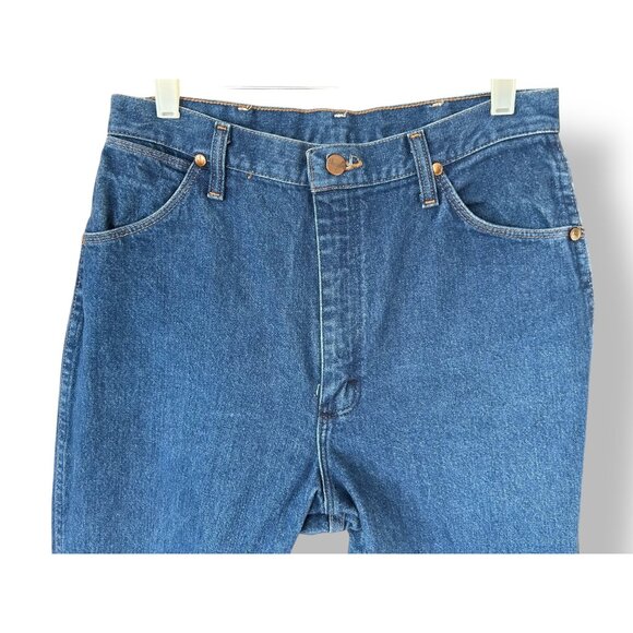 Vintage Wrangler High Waist Straight Jeans Medium Wash 31L - Picture 6 of 9